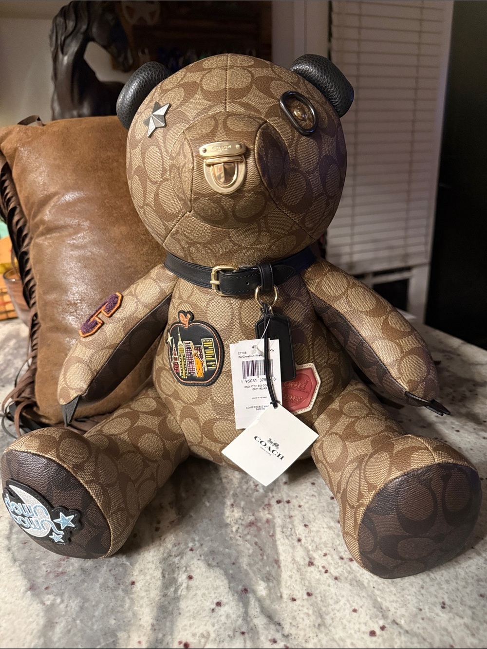Large Coach Collectible Leather Bear NEW ALL TAGS 
14” x 12” x 10” PERFECT